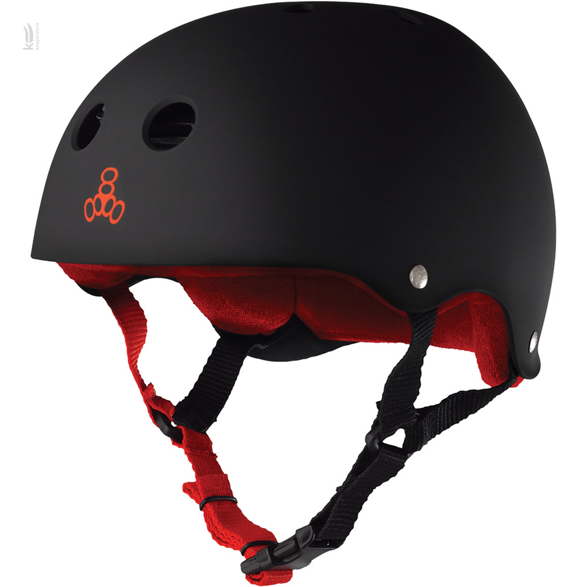 Черный защитный шлем Triple8 Sweatsaver Helmet Black w/ Red (XS)
