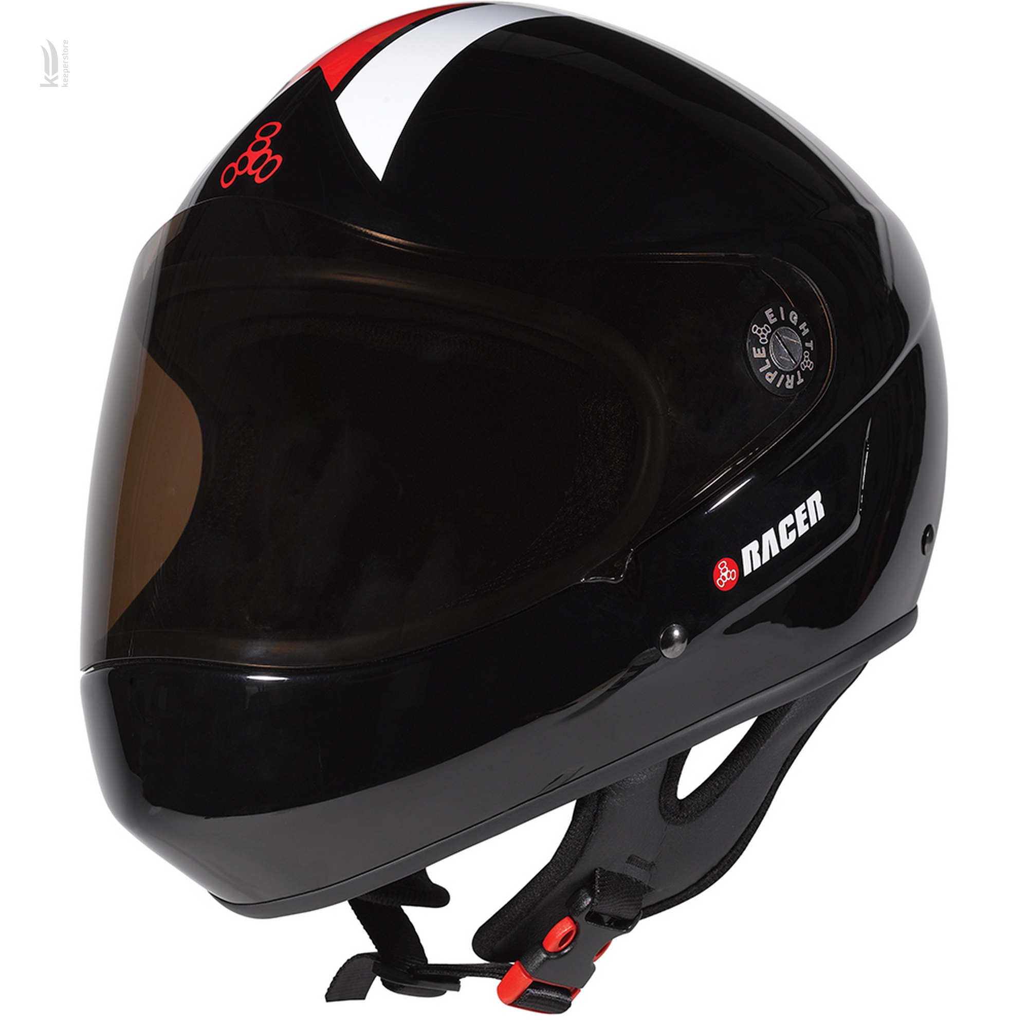 Купить шлем с защитой подбородка Triple8 T8 Racer Black Glossy (XS) в Киеве