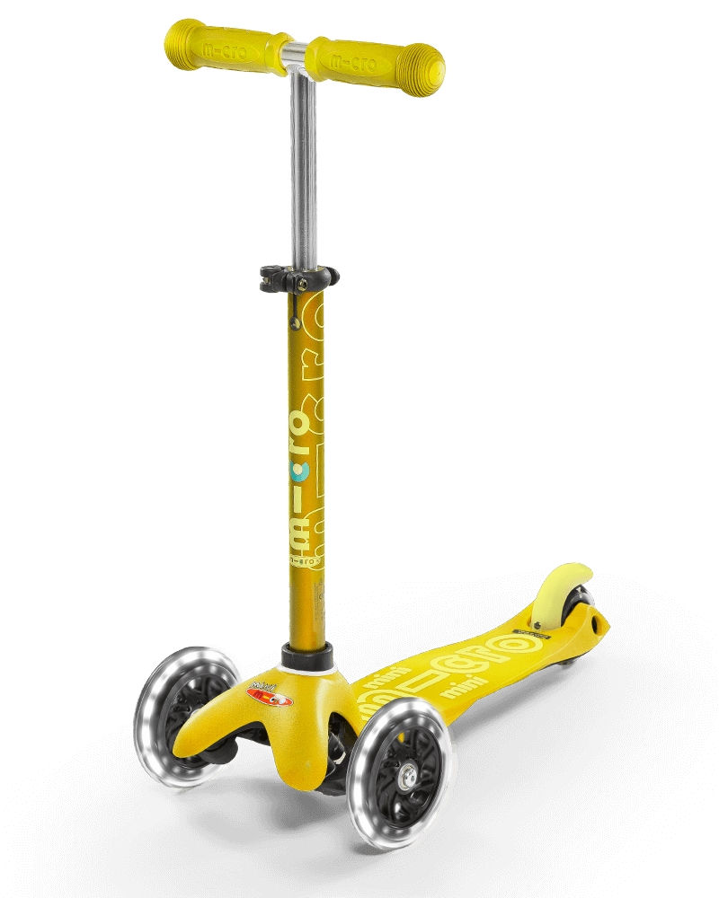 Самокат со светящимися колесами Micro Mini Deluxe Yellow Led