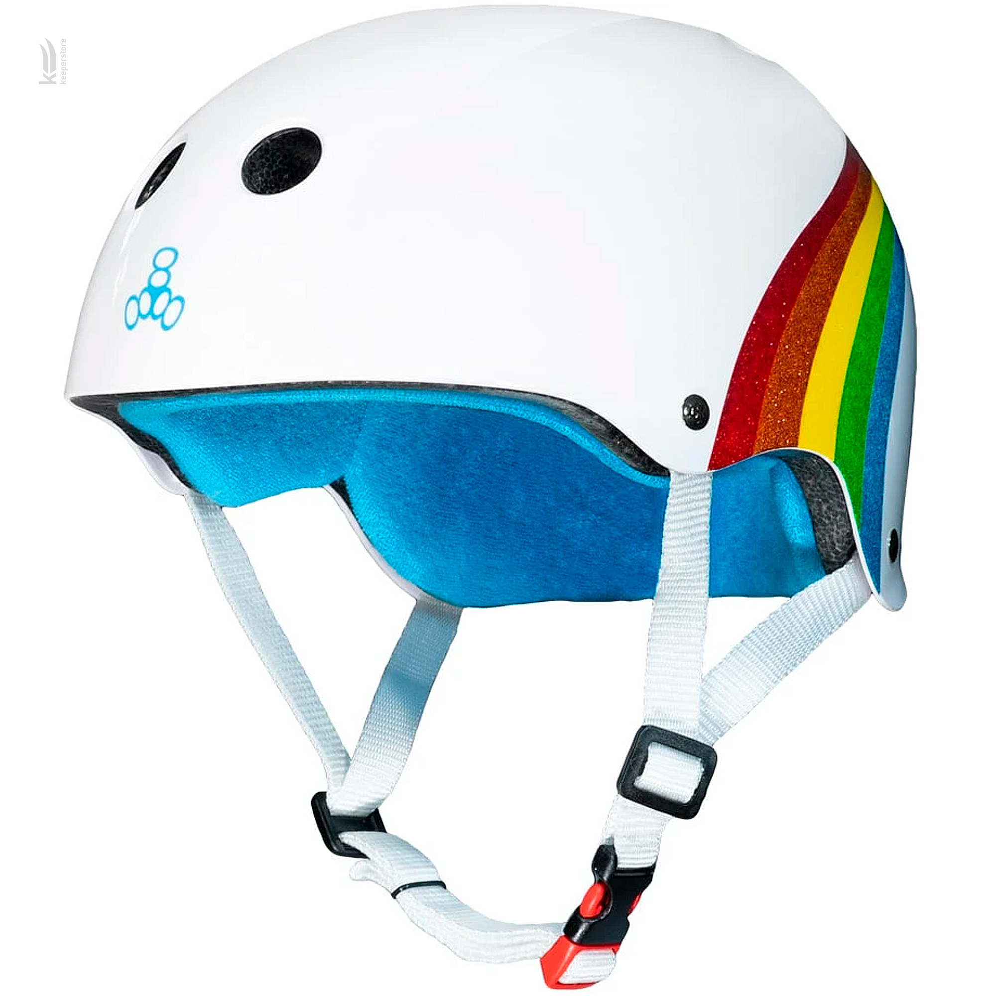 Захисний шолом казанок Triple8 The Certified Sweatsaver White Rainbow Sparkle (XS/S)