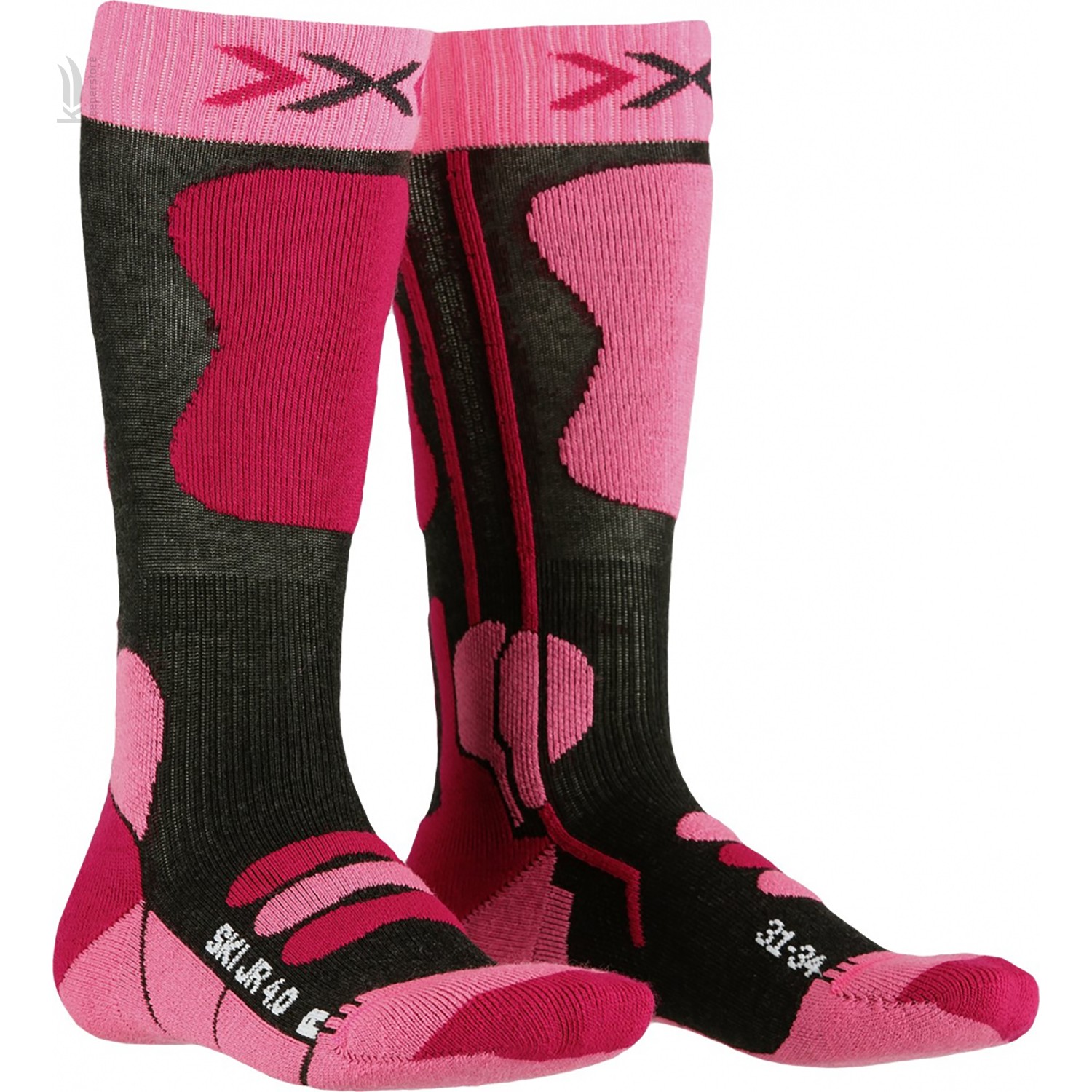Шерстяные носки X-Socks Ski JR 4.0 Anthracite Melange/Fluo Pink