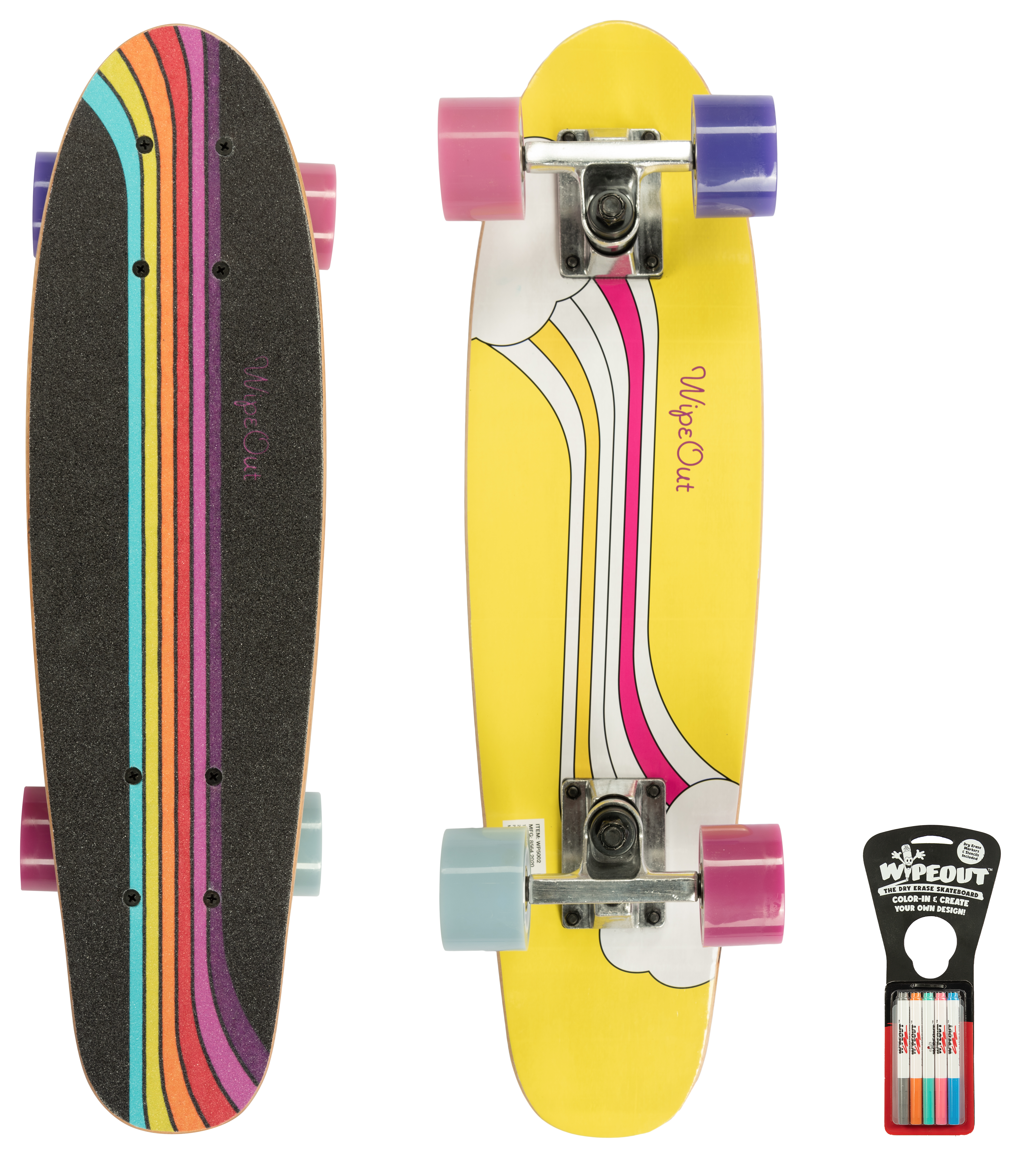 Kicktail скейт Wipeout Skateboard Rainbow