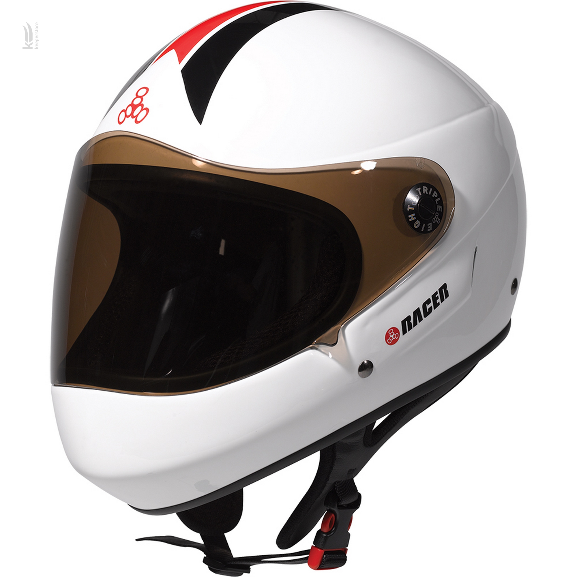 Мужской защитный шлем Triple8 T8 Racer White Glossy (S/M)