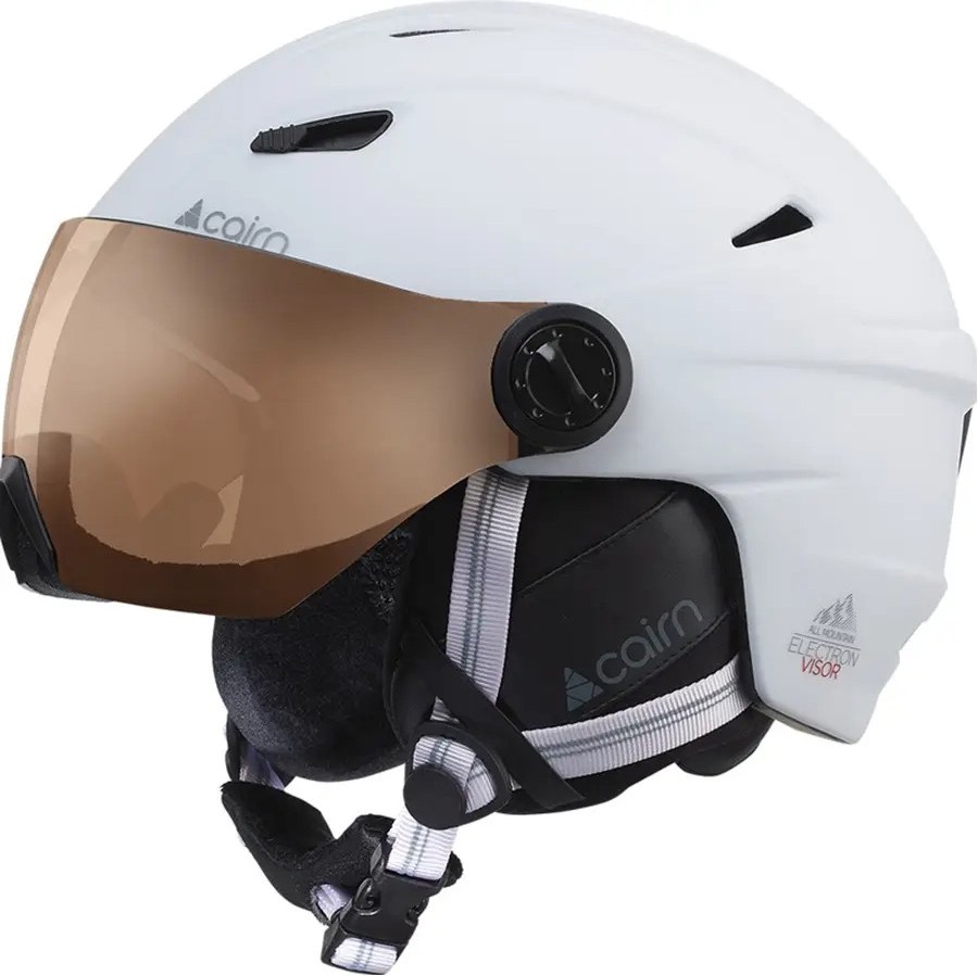 Белый защитный шлем Cairn Electron Visor Photochromic mat white 57-58